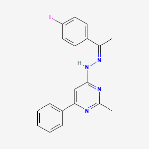 molecular formula C19H17IN4 B3842977 1-(4-iodophenyl)ethanone (2-methyl-6-phenyl-4-pyrimidinyl)hydrazone 