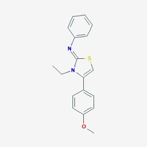 molecular formula C18H18N2OS B384298 N-(3-ethyl-4-(4-methoxyphenyl)-1,3-thiazol-2(3H)-ylidene)-N-phenylamine 