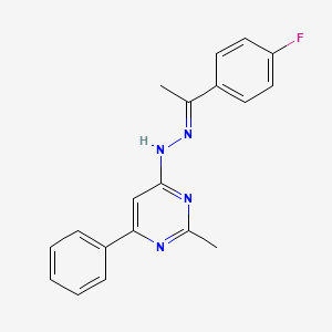 molecular formula C19H17FN4 B3843016 1-(4-fluorophenyl)ethanone (2-methyl-6-phenyl-4-pyrimidinyl)hydrazone 