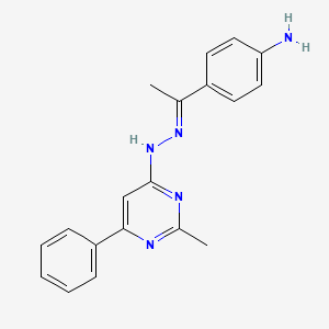 molecular formula C19H19N5 B3843024 1-(4-aminophenyl)ethanone (2-methyl-6-phenyl-4-pyrimidinyl)hydrazone 
