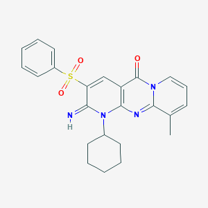 1-cyclohexyl-2-imino-10-methyl-3-(phenylsulfonyl)-1,2-dihydro-5H-dipyrido[1,2-a:2,3-d]pyrimidin-5-one