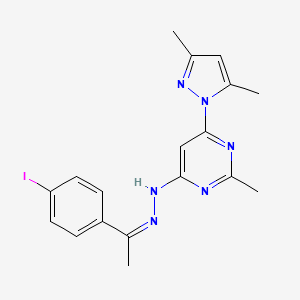 molecular formula C18H19IN6 B3843109 1-(4-iodophenyl)ethanone [6-(3,5-dimethyl-1H-pyrazol-1-yl)-2-methyl-4-pyrimidinyl]hydrazone 