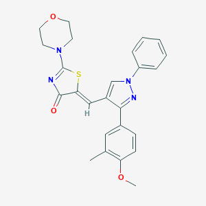 (5Z)-5-[[3-(4-methoxy-3-methylphenyl)-1-phenylpyrazol-4-yl]methylidene]-2-morpholin-4-yl-1,3-thiazol-4-one