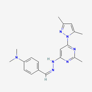 molecular formula C19H23N7 B3843126 4-(dimethylamino)benzaldehyde [6-(3,5-dimethyl-1H-pyrazol-1-yl)-2-methyl-4-pyrimidinyl]hydrazone 