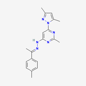 molecular formula C19H22N6 B3843134 1-(4-methylphenyl)ethanone [6-(3,5-dimethyl-1H-pyrazol-1-yl)-2-methyl-4-pyrimidinyl]hydrazone 
