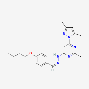 molecular formula C21H26N6O B3843138 4-butoxybenzaldehyde [6-(3,5-dimethyl-1H-pyrazol-1-yl)-2-methyl-4-pyrimidinyl]hydrazone 