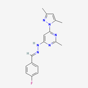 molecular formula C17H17FN6 B3843155 4-fluorobenzaldehyde [6-(3,5-dimethyl-1H-pyrazol-1-yl)-2-methyl-4-pyrimidinyl]hydrazone 