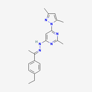 molecular formula C20H24N6 B3843156 1-(4-ethylphenyl)ethanone [6-(3,5-dimethyl-1H-pyrazol-1-yl)-2-methyl-4-pyrimidinyl]hydrazone 