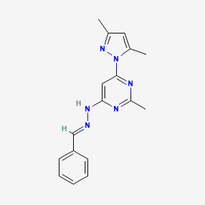 molecular formula C17H18N6 B3843164 benzaldehyde [6-(3,5-dimethyl-1H-pyrazol-1-yl)-2-methyl-4-pyrimidinyl]hydrazone 