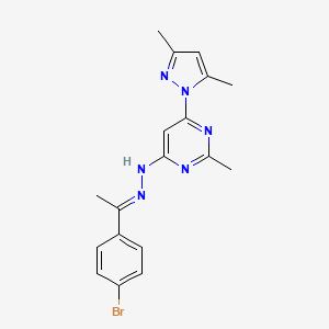 molecular formula C18H19BrN6 B3843175 1-(4-bromophenyl)ethanone [6-(3,5-dimethyl-1H-pyrazol-1-yl)-2-methyl-4-pyrimidinyl]hydrazone 
