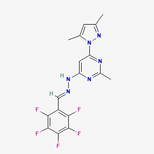molecular formula C17H13F5N6 B3843180 2,3,4,5,6-pentafluorobenzaldehyde [6-(3,5-dimethyl-1H-pyrazol-1-yl)-2-methyl-4-pyrimidinyl]hydrazone 
