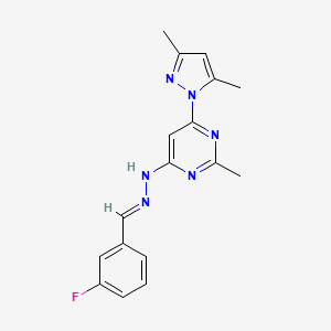 molecular formula C17H17FN6 B3843183 3-fluorobenzaldehyde [6-(3,5-dimethyl-1H-pyrazol-1-yl)-2-methyl-4-pyrimidinyl]hydrazone 