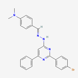 molecular formula C25H22BrN5 B3843267 4-(dimethylamino)benzaldehyde [2-(4-bromophenyl)-6-phenyl-4-pyrimidinyl]hydrazone 