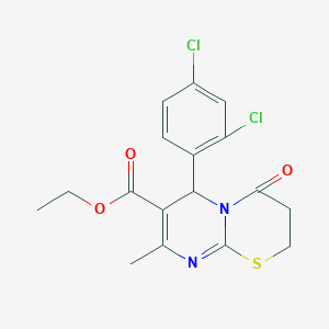 molecular formula C17H16Cl2N2O3S B384330 ethyl 6-(2,4-dichlorophenyl)-8-methyl-4-oxo-3,6-dihydro-2H-pyrimido[2,1-b][1,3]thiazine-7-carboxylate CAS No. 609793-71-7