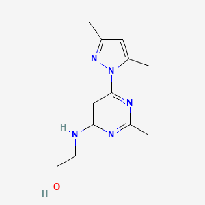 molecular formula C12H17N5O B3843312 2-{[6-(3,5-dimethyl-1H-pyrazol-1-yl)-2-methyl-4-pyrimidinyl]amino}ethanol 