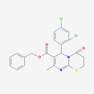 molecular formula C22H18Cl2N2O3S B384332 benzyl 6-(2,4-dichlorophenyl)-8-methyl-4-oxo-3,4-dihydro-2H,6H-pyrimido[2,1-b][1,3]thiazine-7-carboxylate 