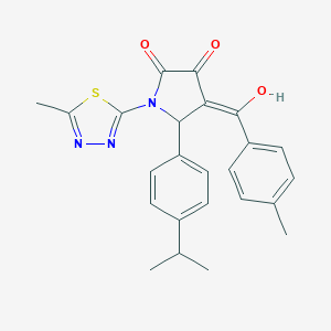 molecular formula C24H23N3O3S B384336 3-hydroxy-5-(4-isopropylphenyl)-4-(4-methylbenzoyl)-1-(5-methyl-1,3,4-thiadiazol-2-yl)-1,5-dihydro-2H-pyrrol-2-one 