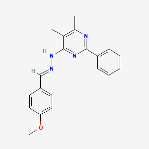 molecular formula C20H20N4O B3843369 4-methoxybenzaldehyde (5,6-dimethyl-2-phenyl-4-pyrimidinyl)hydrazone 