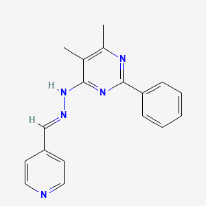 molecular formula C18H17N5 B3843395 isonicotinaldehyde (5,6-dimethyl-2-phenyl-4-pyrimidinyl)hydrazone 