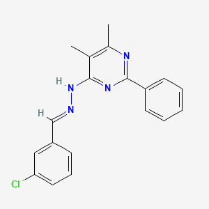 molecular formula C19H17ClN4 B3843403 3-chlorobenzaldehyde (5,6-dimethyl-2-phenyl-4-pyrimidinyl)hydrazone 