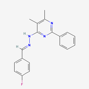 molecular formula C19H17FN4 B3843416 4-fluorobenzaldehyde (5,6-dimethyl-2-phenyl-4-pyrimidinyl)hydrazone 