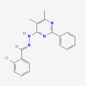 molecular formula C19H17ClN4 B3843427 2-chlorobenzaldehyde (5,6-dimethyl-2-phenyl-4-pyrimidinyl)hydrazone 