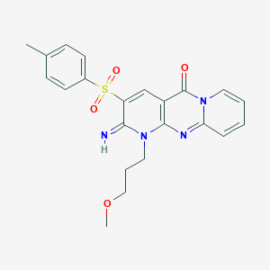 molecular formula C22H22N4O4S B384343 2-imino-1-(3-methoxypropyl)-3-[(4-methylphenyl)sulfonyl]-1,2-dihydro-5H-dipyrido[1,2-a:2,3-d]pyrimidin-5-one CAS No. 606959-76-6