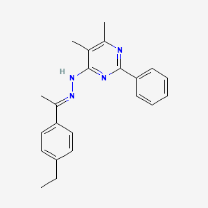 molecular formula C22H24N4 B3843447 1-(4-ethylphenyl)ethanone (5,6-dimethyl-2-phenyl-4-pyrimidinyl)hydrazone 