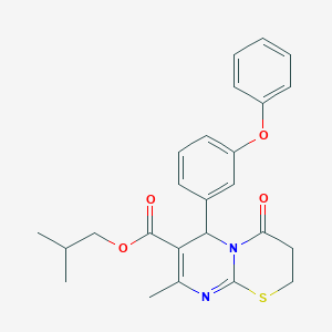 molecular formula C25H26N2O4S B384345 isobutyl 8-methyl-4-oxo-6-(3-phenoxyphenyl)-3,4-dihydro-2H,6H-pyrimido[2,1-b][1,3]thiazine-7-carboxylate 
