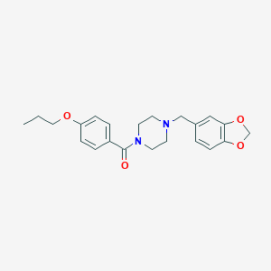 molecular formula C22H26N2O4 B384346 (4-Benzo[1,3]dioxol-5-ylmethyl-piperazin-1-yl)-(4-propoxy-phenyl)-methanone CAS No. 609794-85-6