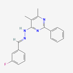 molecular formula C19H17FN4 B3843466 3-fluorobenzaldehyde (5,6-dimethyl-2-phenyl-4-pyrimidinyl)hydrazone 