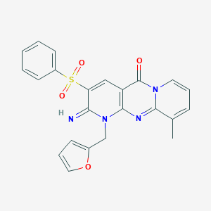 molecular formula C23H18N4O4S B384347 1-(2-furylmethyl)-2-imino-10-methyl-3-(phenylsulfonyl)-1,2-dihydro-5H-dipyrido[1,2-a:2,3-d]pyrimidin-5-one CAS No. 606951-92-2