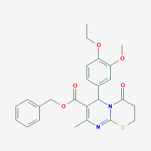 molecular formula C25H26N2O5S B384348 benzyl 6-(4-ethoxy-3-methoxyphenyl)-8-methyl-4-oxo-3,4-dihydro-2H,6H-pyrimido[2,1-b][1,3]thiazine-7-carboxylate CAS No. 618080-37-8