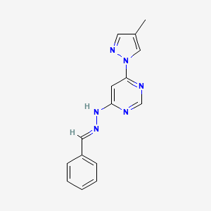 molecular formula C15H14N6 B3843485 benzaldehyde [6-(4-methyl-1H-pyrazol-1-yl)-4-pyrimidinyl]hydrazone 