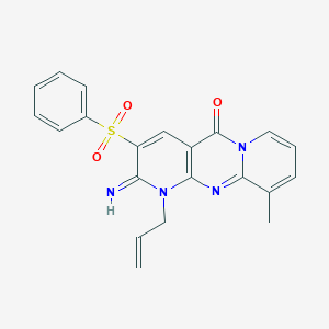 molecular formula C21H18N4O3S B384350 1-allyl-2-imino-10-methyl-3-(phenylsulfonyl)-1,2-dihydro-5H-dipyrido[1,2-a:2,3-d]pyrimidin-5-one CAS No. 371203-70-2