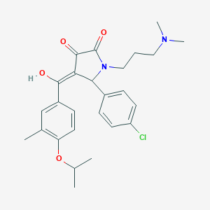 molecular formula C26H31ClN2O4 B384352 5-(4-chlorophenyl)-1-[3-(dimethylamino)propyl]-3-hydroxy-4-(4-isopropoxy-3-methylbenzoyl)-1,5-dihydro-2H-pyrrol-2-one 