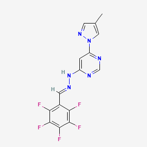 molecular formula C15H9F5N6 B3843520 2,3,4,5,6-pentafluorobenzaldehyde [6-(4-methyl-1H-pyrazol-1-yl)-4-pyrimidinyl]hydrazone 