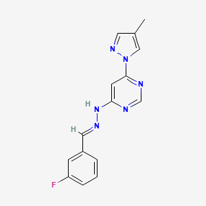 molecular formula C15H13FN6 B3843524 3-fluorobenzaldehyde [6-(4-methyl-1H-pyrazol-1-yl)-4-pyrimidinyl]hydrazone 