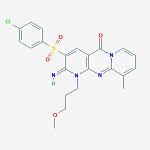 molecular formula C22H21ClN4O4S B384353 3-[(4-chlorophenyl)sulfonyl]-2-imino-1-(3-methoxypropyl)-10-methyl-1,2-dihydro-5H-dipyrido[1,2-a:2,3-d]pyrimidin-5-one CAS No. 606961-13-1