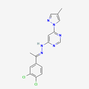 molecular formula C16H14Cl2N6 B3843532 1-(3,4-dichlorophenyl)ethanone [6-(4-methyl-1H-pyrazol-1-yl)-4-pyrimidinyl]hydrazone 