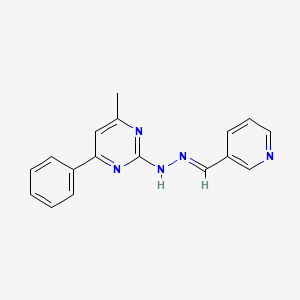molecular formula C17H15N5 B3843553 nicotinaldehyde (4-methyl-6-phenyl-2-pyrimidinyl)hydrazone 