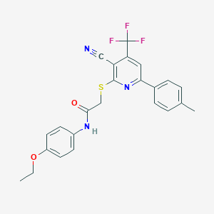 2-{[3-cyano-6-(4-methylphenyl)-4-(trifluoromethyl)-2-pyridinyl]sulfanyl}-N-(4-ethoxyphenyl)acetamide