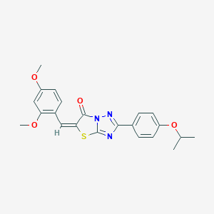 molecular formula C22H21N3O4S B384357 (5E)-5-(2,4-dimethoxybenzylidene)-2-(4-isopropoxyphenyl)[1,3]thiazolo[3,2-b][1,2,4]triazol-6(5H)-one 