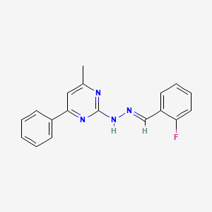 molecular formula C18H15FN4 B3843577 2-fluorobenzaldehyde (4-methyl-6-phenyl-2-pyrimidinyl)hydrazone 