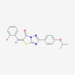 molecular formula C20H16FN3O2S B384358 (5E)-5-(2-fluorobenzylidene)-2-(4-isopropoxyphenyl)[1,3]thiazolo[3,2-b][1,2,4]triazol-6(5H)-one 