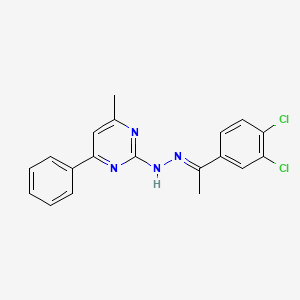 molecular formula C19H16Cl2N4 B3843589 1-(3,4-dichlorophenyl)ethanone (4-methyl-6-phenyl-2-pyrimidinyl)hydrazone 