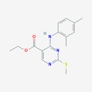 molecular formula C16H19N3O2S B3843597 ethyl 4-[(2,4-dimethylphenyl)amino]-2-(methylthio)-5-pyrimidinecarboxylate 