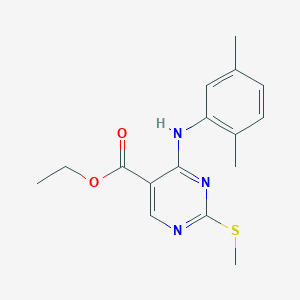 molecular formula C16H19N3O2S B3843609 ethyl 4-[(2,5-dimethylphenyl)amino]-2-(methylthio)-5-pyrimidinecarboxylate 