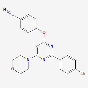 molecular formula C21H17BrN4O2 B3843624 4-{[2-(4-bromophenyl)-6-(4-morpholinyl)-4-pyrimidinyl]oxy}benzonitrile 