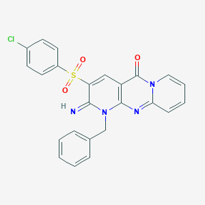 molecular formula C24H17ClN4O3S B384367 1-benzyl-3-[(4-chlorophenyl)sulfonyl]-2-imino-1,2-dihydro-5H-dipyrido[1,2-a:2,3-d]pyrimidin-5-one CAS No. 606948-06-5